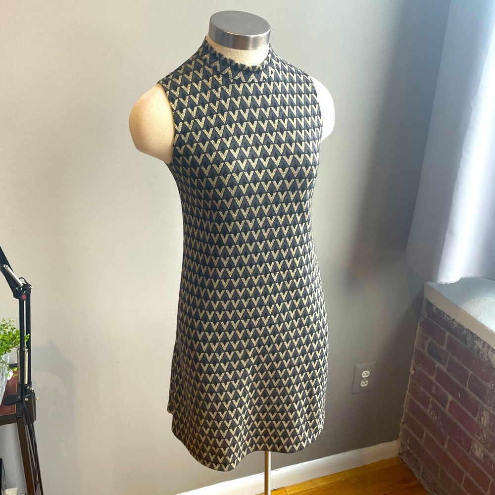 Love…ady Gold & Black Mini High neck Party Dress, Size M